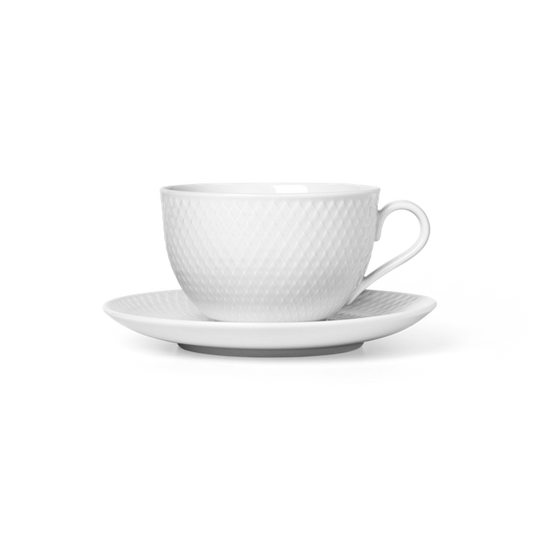 Rhombe Tea Cup with Saucer by Lyngby Porcelain