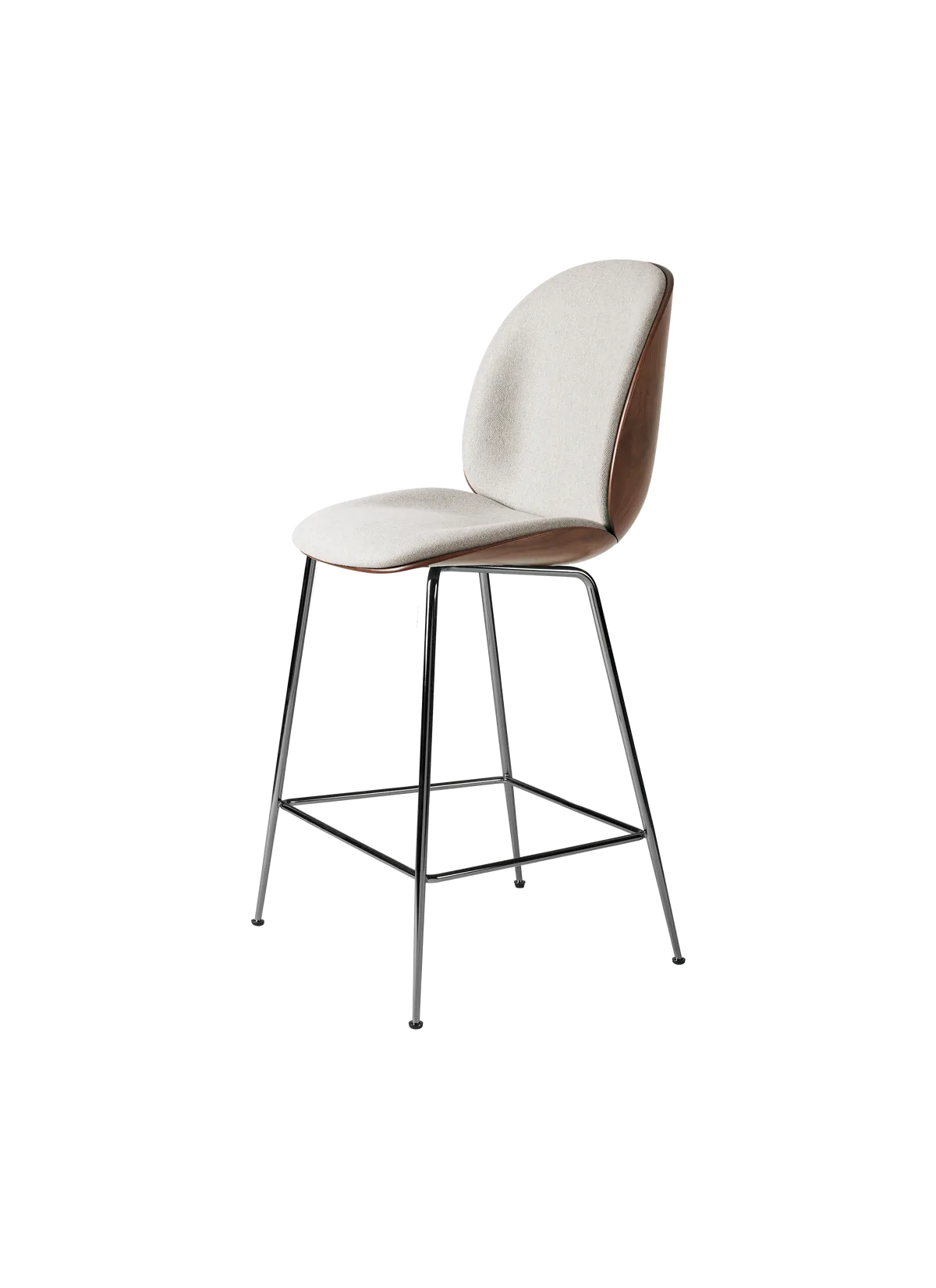 Beetle Counter Chair - Front Upholstered - Conic Base - Veneer Shell by Gubi