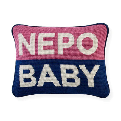 Nepo Baby Needlepoint Pillow by Jonathan Adler
