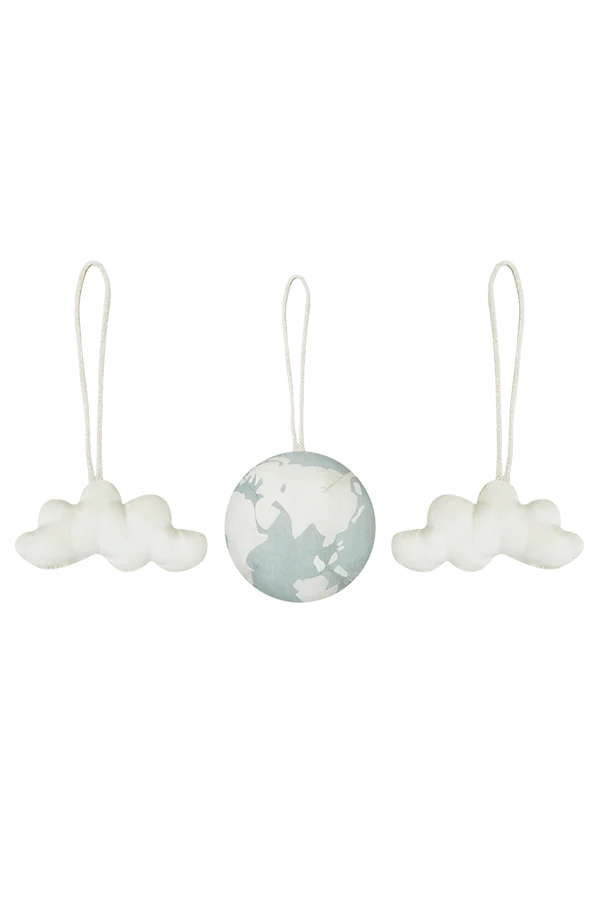 Set of 3 Rattle Toy Hangers - World Ball by Lorena Canals