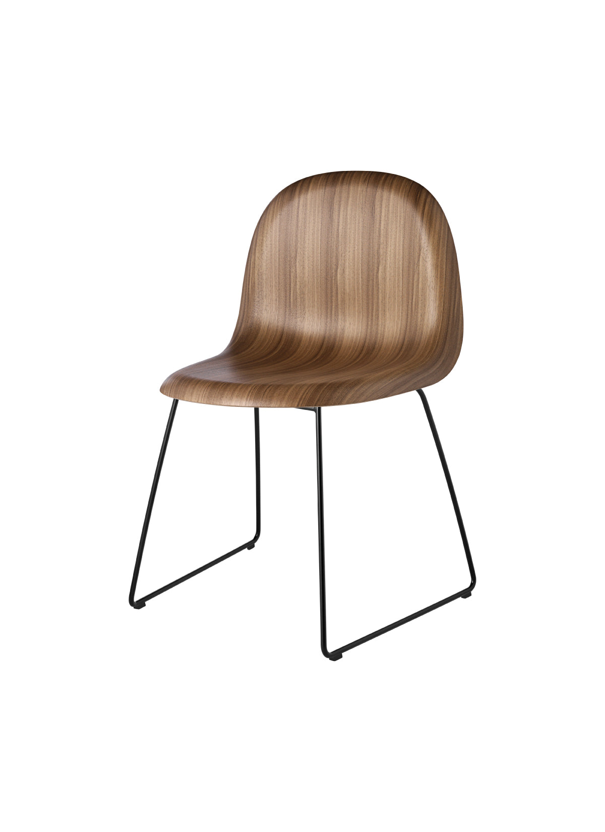 GUBI 3D Dining Chair - Un-Upholstered - Sledge Base Stackable- Wood Shell by Gubi