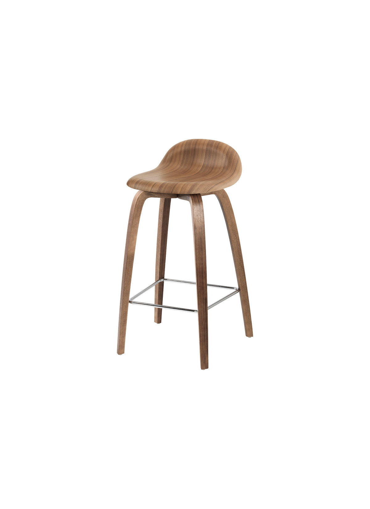 GUBI 3D Counter Stool - Un-Upholstered - Wood Base - Wood Shell by Gubi
