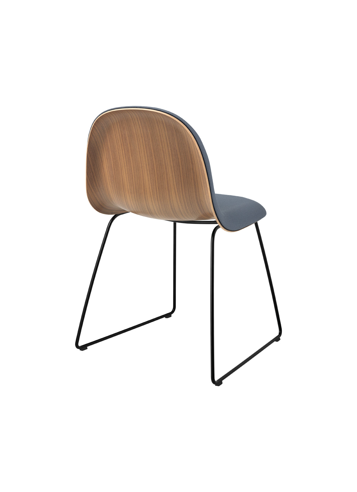 GUBI 3D Dining Chair - Front Upholstered - Sledge Base Stackable - Wood Shell by Gubi