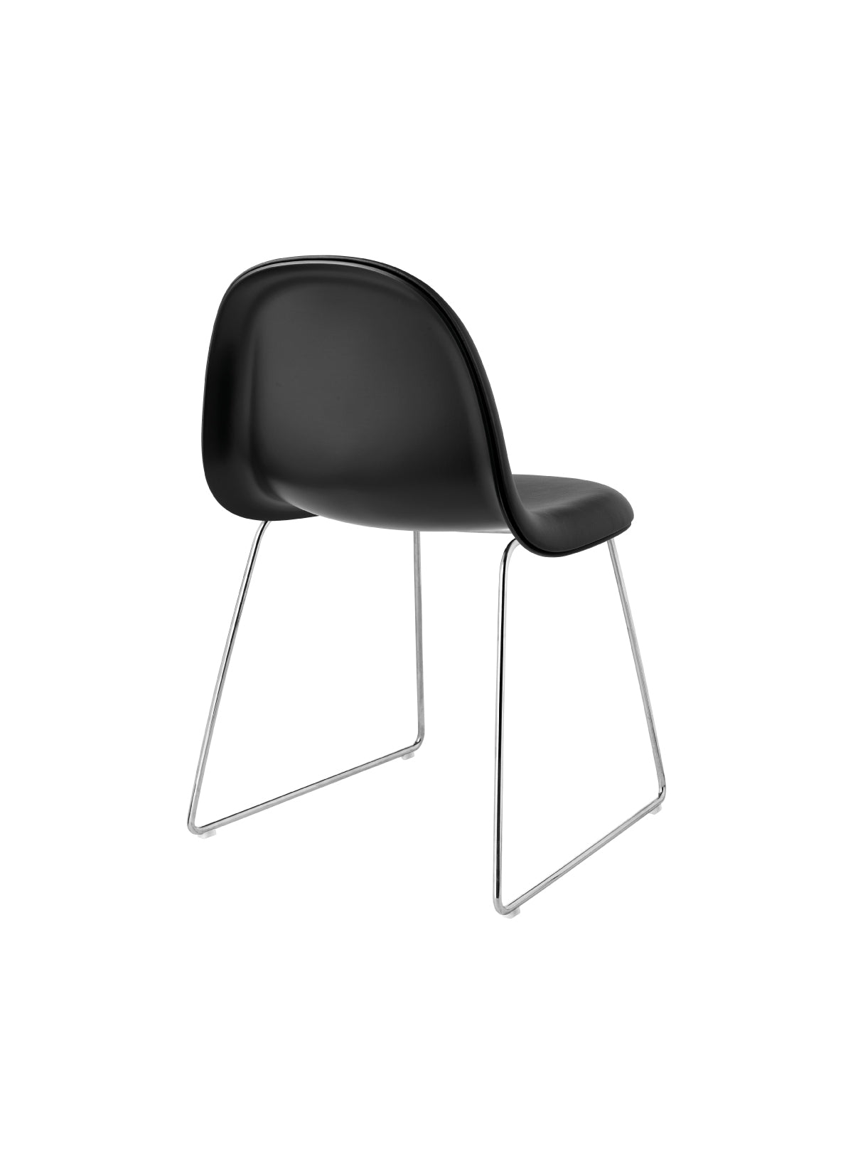 GUBI 3D Dining Chair - Front Upholstered - Sledge Base - Plastic Shell by Gubi