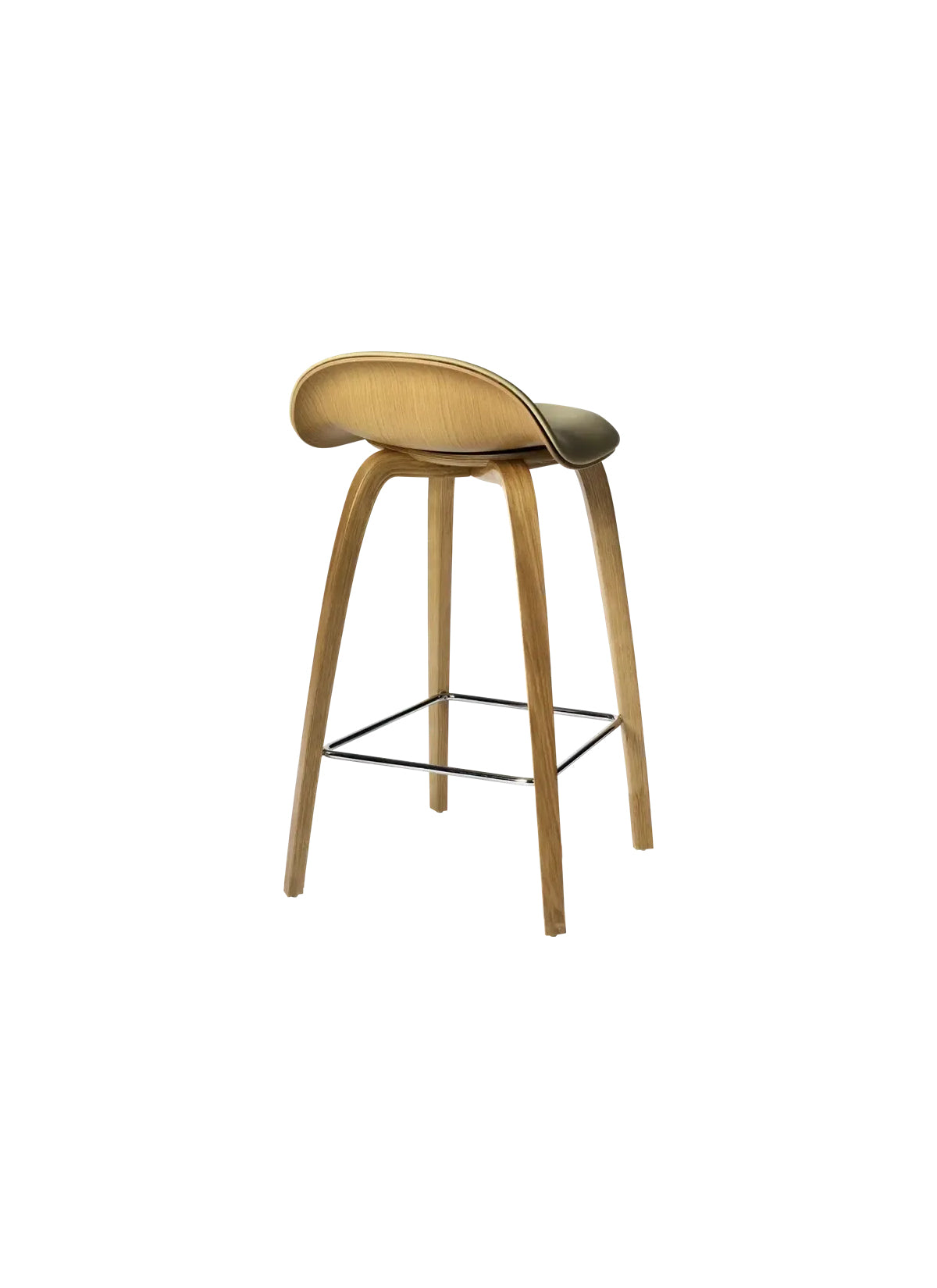 GUBI 3D Counter Stool - Front Upholstered - Wood Base - Wood Shell by Gubi