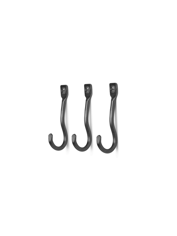 Curvature Hooks - Set of 3 Black Brass