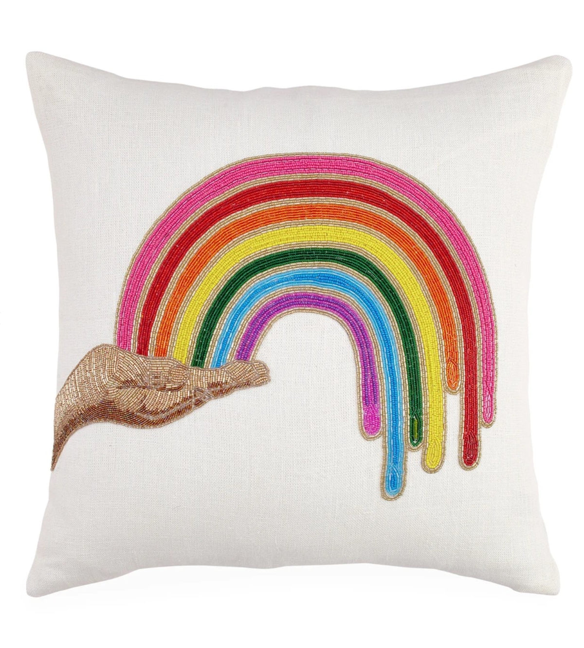 Rainbow Hand Beaded Pillow by Jonathan Adler