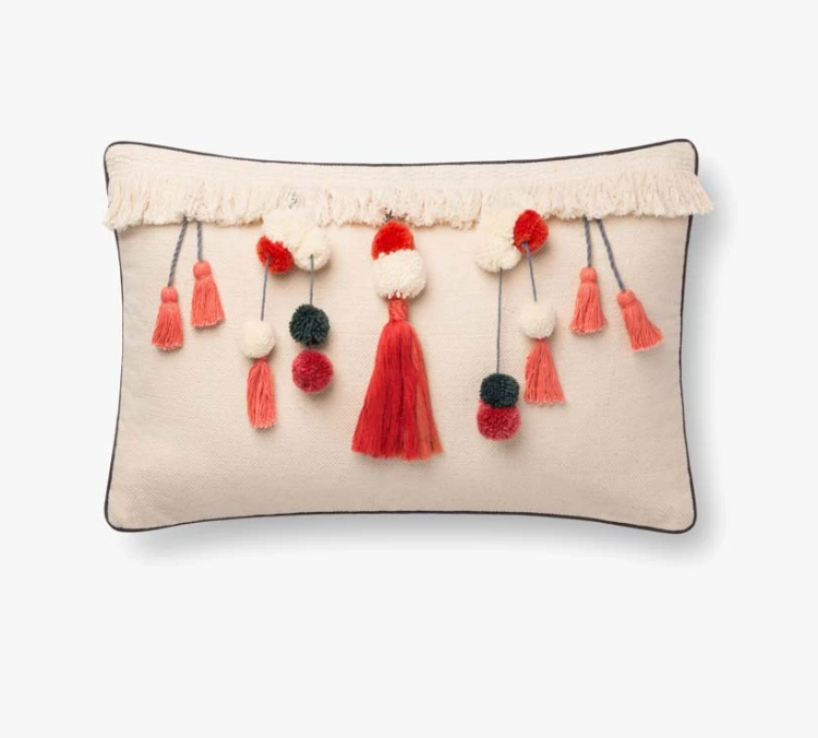 P0780 Natural / Coral Pillow by Loloi