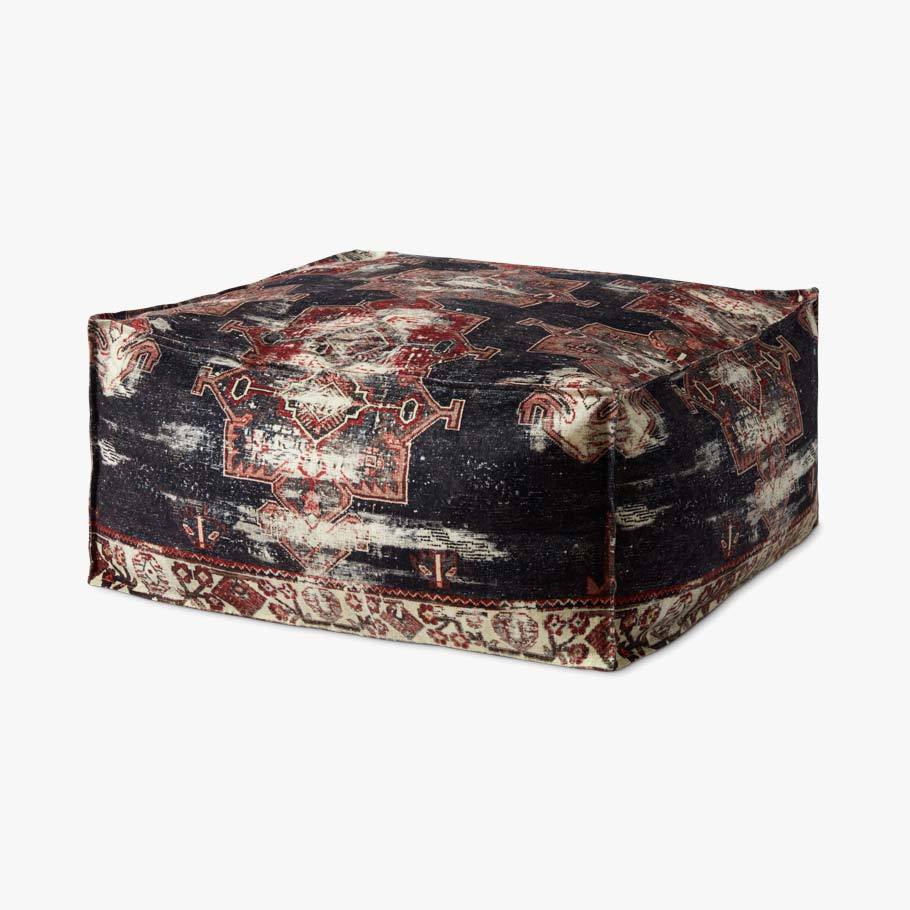PF2004 Charcoal / Red Pouf by Loloi
