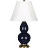 Double Gourd Accent Lamp with Ivory Stretched Fabric Shade by Robert Abbey