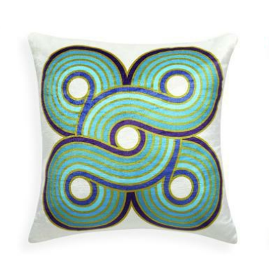Milano Woven Turquoise/Navy Circles Pillow by Jonathan Adler