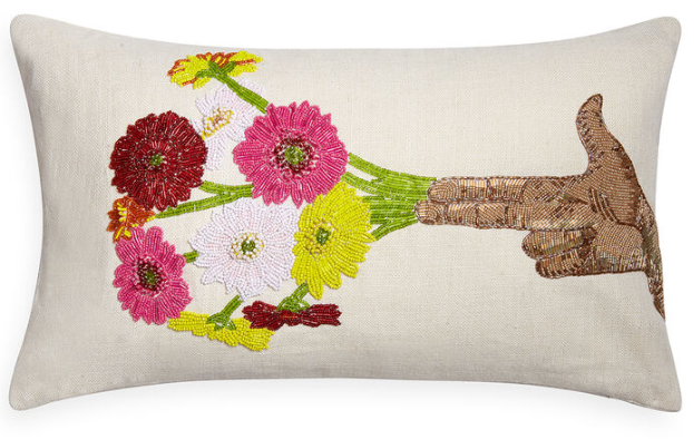 Flower Hand Beaded Pillow by Jonathan Adler