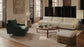 Gubi Flaneur Sofa in a modern seating design, showcasing a stylish and comfortable lounge area with plush cushions and sleek lines.