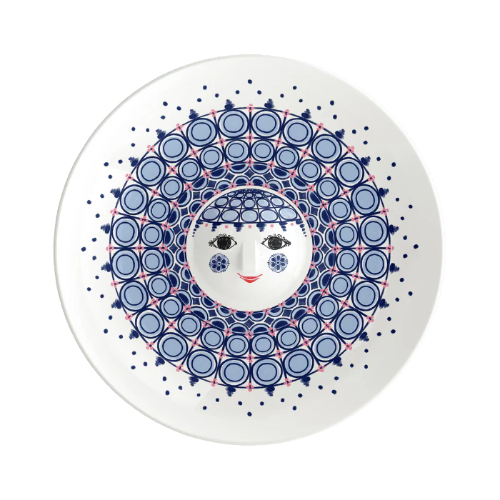 Olga Dish, Blue, Ø: 13" by Bjørn Wiinblad