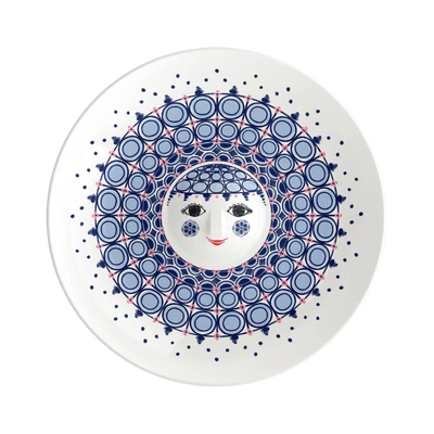 Olga Dish, Blue, Ø: 13" by Bjørn Wiinblad