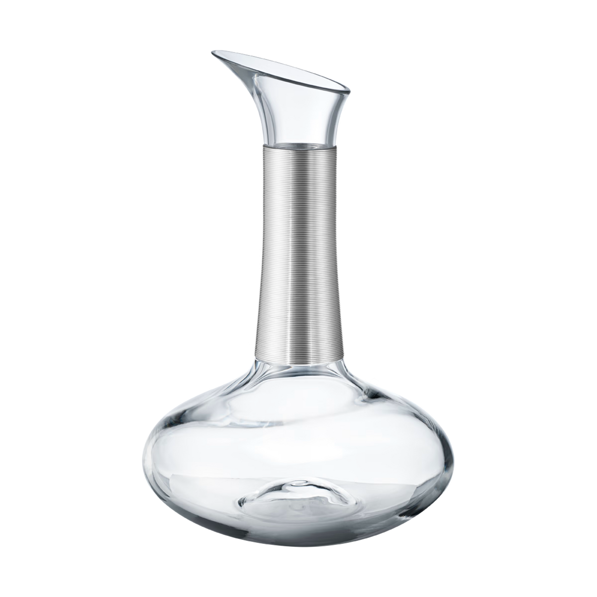 Elegant Georg Jensen Koppel crystal carafe with silver wire detail, showcasing a sophisticated glass accessory for beverages.