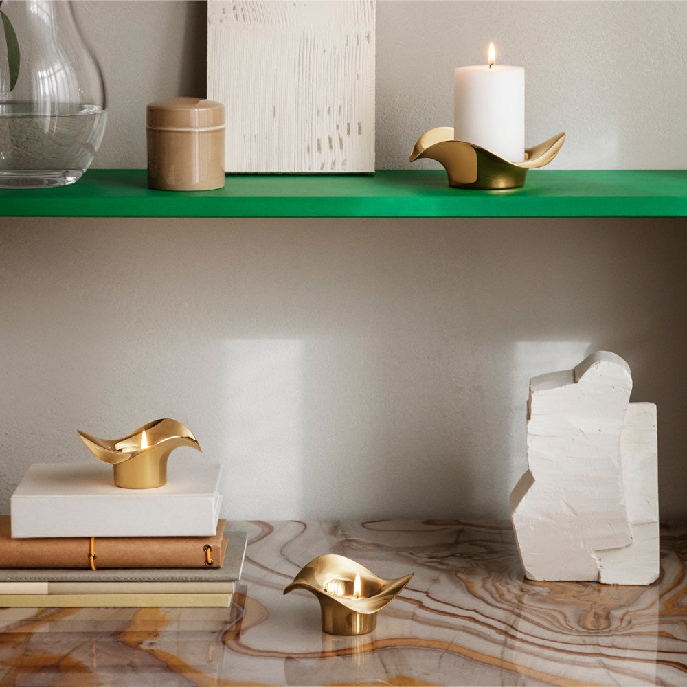 Cobra Tealight Candle Holder - Gold, 2pcs by Georg Jensen