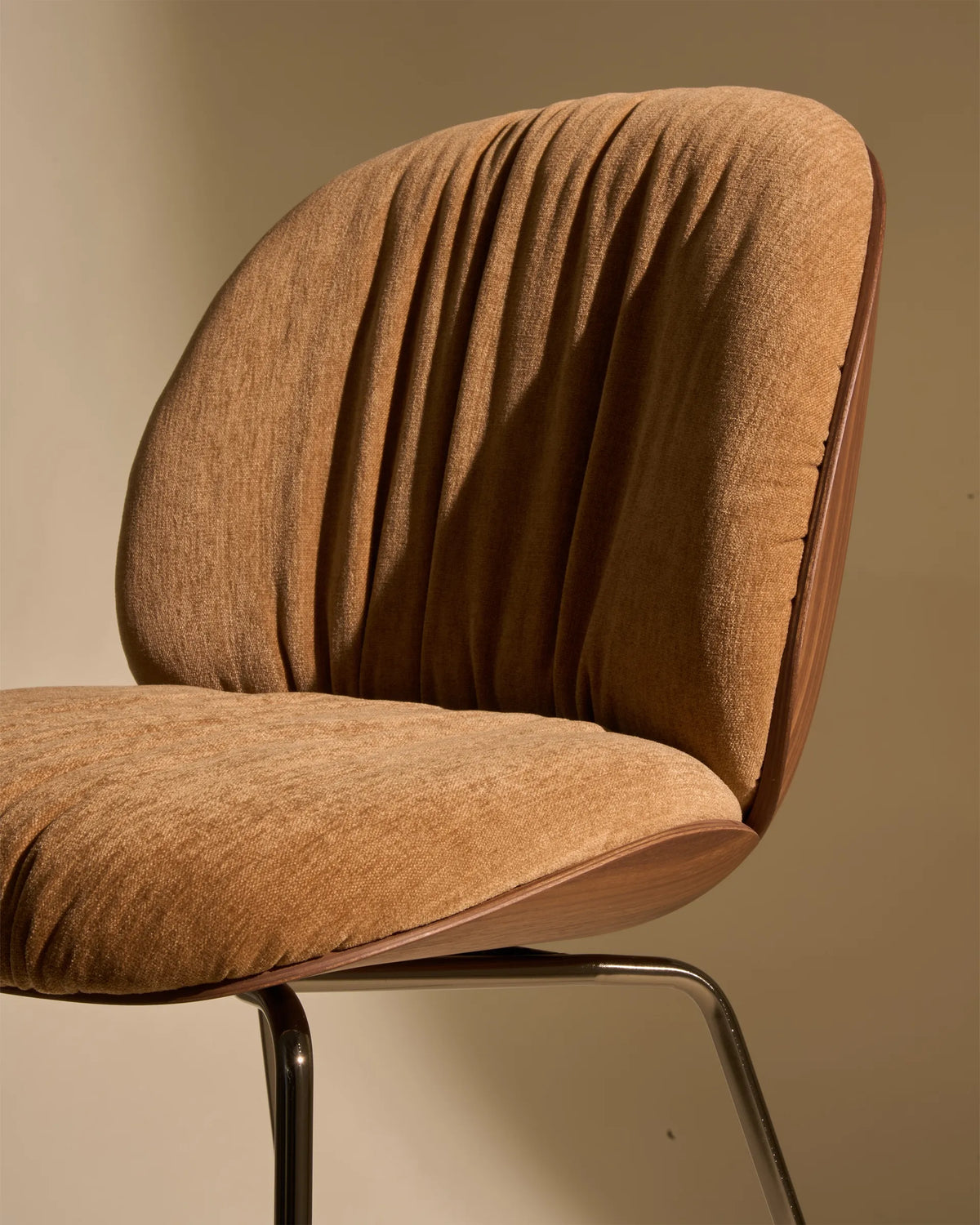 Beetle Soft Dining Chair - Front Upholstered, Conic base, Veneer Shell by Gubi