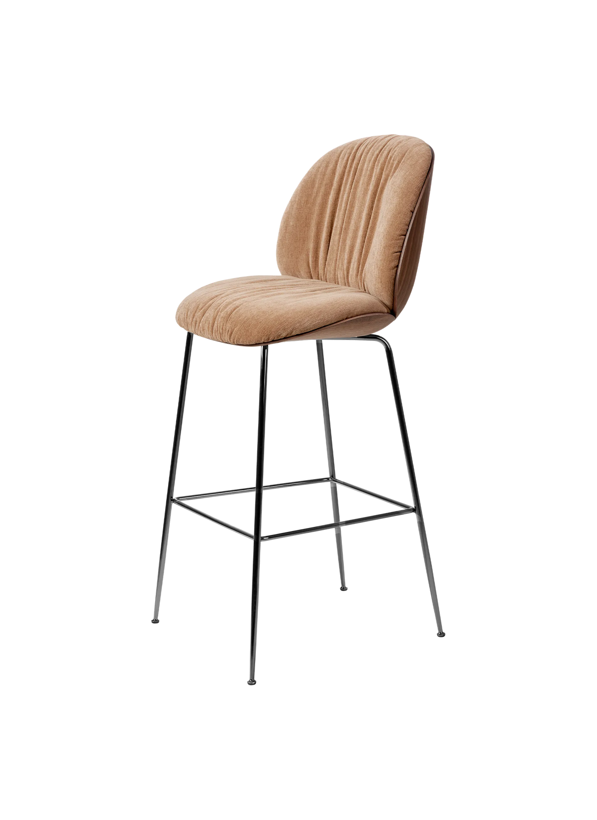 Beetle Soft Bar Chair - Front Upholstered, 77, Conic base, Veneer Shell by Gubi