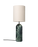 Gubi Gravity XL floor lamp with emerald marble base and off-white canvas shade, modern lighting fixture for stylish interiors