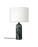 Gubi Gravity Table Lamp with emerald marble base and white off shade, modern lighting fixture with sleek design.