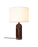 Maroon marble Gubi Gravity Table Lamp with a sleek white lighting fixture, modern design, and elegant aesthetic.
