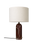 Large maroon marble Gubi Gravity table lamp with a modern, sculptural design and a black base on a neutral background.