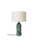 Gubi Gravity table lamp with emerald marble base and fabric shade, modern lighting fixture for stylish interior decor