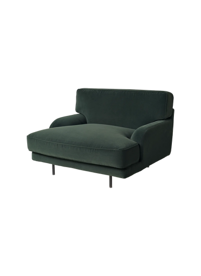 Gubi Flaneur Lounge Chair with modern design and plush upholstery, showcasing its stylish seating appearance.