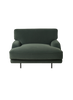 Gubi Flaneur Lounge Chair in beige fabric with wooden legs, modern seating with a comfortable, stylish design.