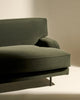 Gubi Flaneur 3-seater sofa in black matte upholstery with sleek modern design and plush seating for stylish living rooms.