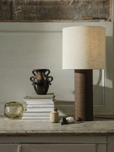 Ferm Living Eclipse lampshade in black with a rounded, dome shape and decorative cutouts, perfect for modern lighting design.