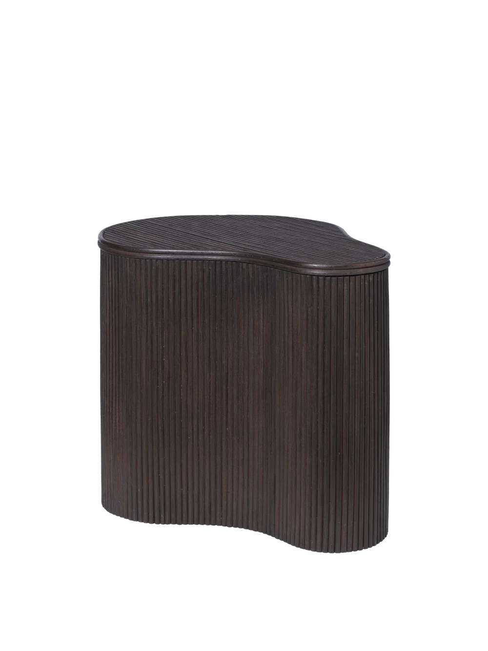 Ferm Living Isola Storage Table with wooden top and open shelf, modern design for living room or bedroom storage.