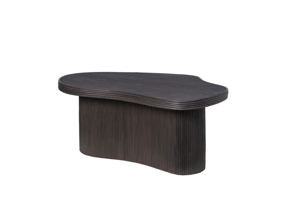 Ferm Living Isola coffee table with a round, textured surface and slim metal legs, modern and stylish for living room decor