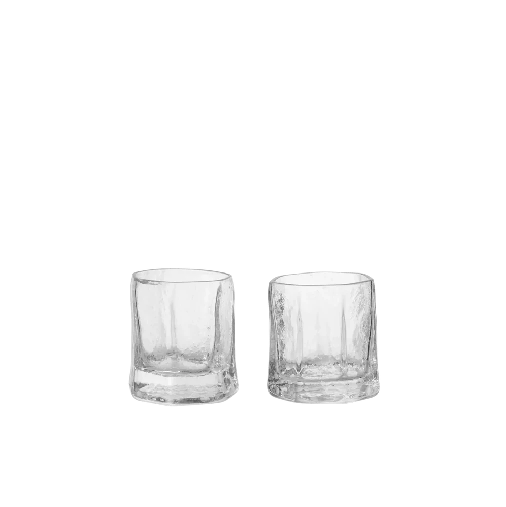 Set of two Kiru small glass accessories by Ferm Living, featuring clear glass with minimalist design.