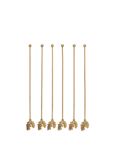 Oak Leaf Stir Sticks - Long - Set of 6 by Ferm Living