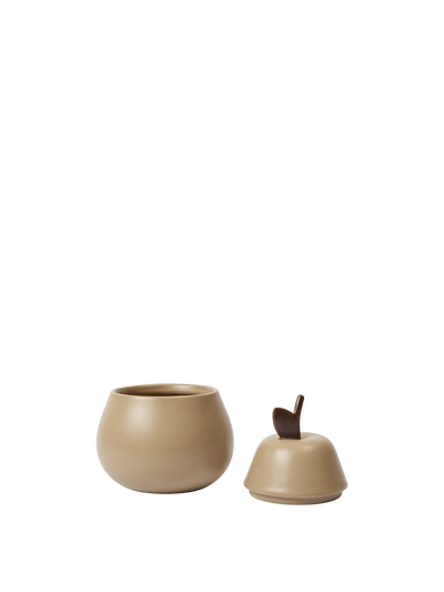 Ferm Living Pear ceramic container for kids, featuring a whimsical pear shape and colorful design ideal for children's decor.