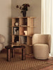 Post coffee table by Ferm Living featuring a minimalist design with a wooden surface and sleek metal legs.