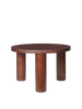 Ferm Living Post coffee table with round wooden top and sleek metal legs, modern design for living room decor.