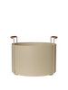 Ferm Living Port Firewood Bucket in natural wood finish, stylish accessory for storing firewood with modern design.