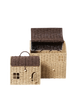 Set of 2 Ferm Living Casu storage houses for kids, colorful and playful storage bins with whimsical animal designs.