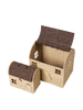 Ferm Living Casu Storage Houses set of 2 for kids, colorful fabric storage bins with playful house designs, ideal for organizing children's rooms.