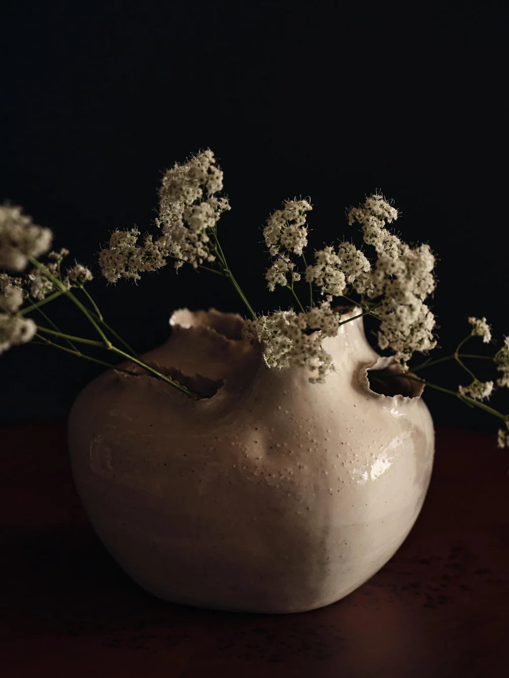 Ferm Living Tereo Vase in neutral tone, modern ceramic accessories with textured design, ideal for home decor.