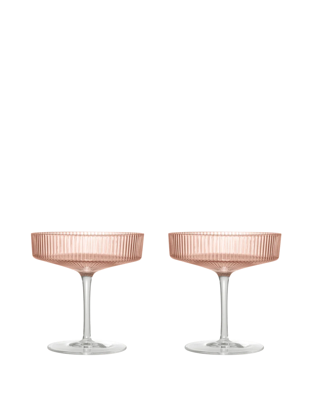 Ferm Living Ripple Champagne Saucers set of 2 with textured, wavy design perfect for elegant beverage presentation