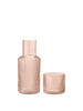 Small Ripple Glass Carafe set by Ferm Living, featuring elegant textured glass with a matching drinking glass, ideal for serving beverages.