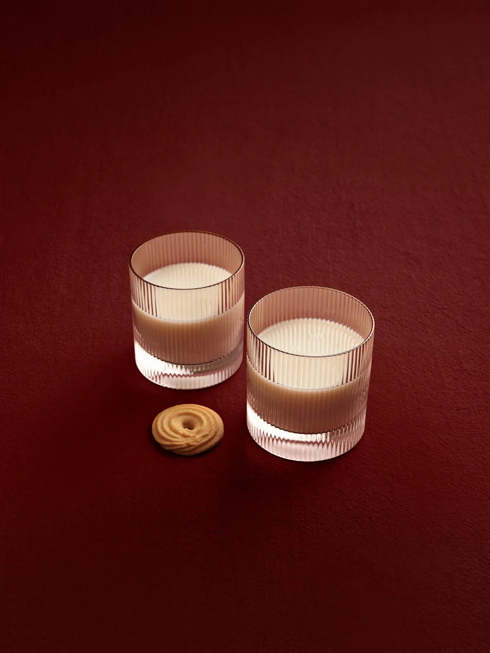Set of two Ripple Tumbler Glasses by Ferm Living, featuring textured glass design for stylish drinking accessories.