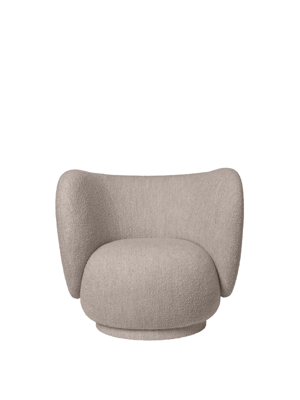 Ferm Living Rico Kids Lounge Chair with soft fabric upholstery and wooden legs, perfect for children's bedroom or playroom seating.