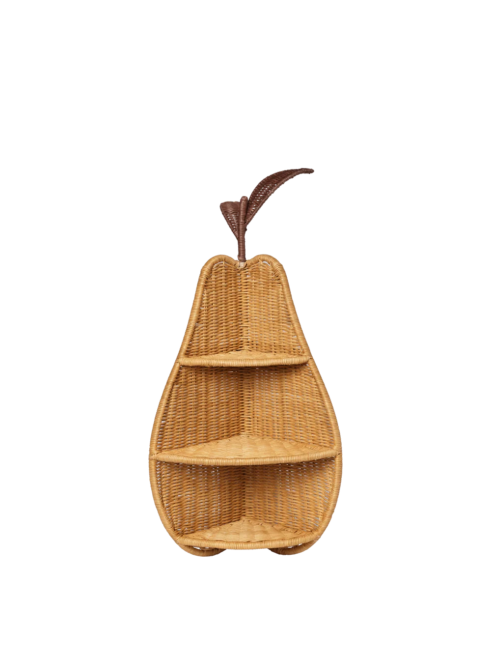 Kids Pear Braided Corner Shelf by Ferm Living, featuring a colorful woven design for nursery or child's room decor.