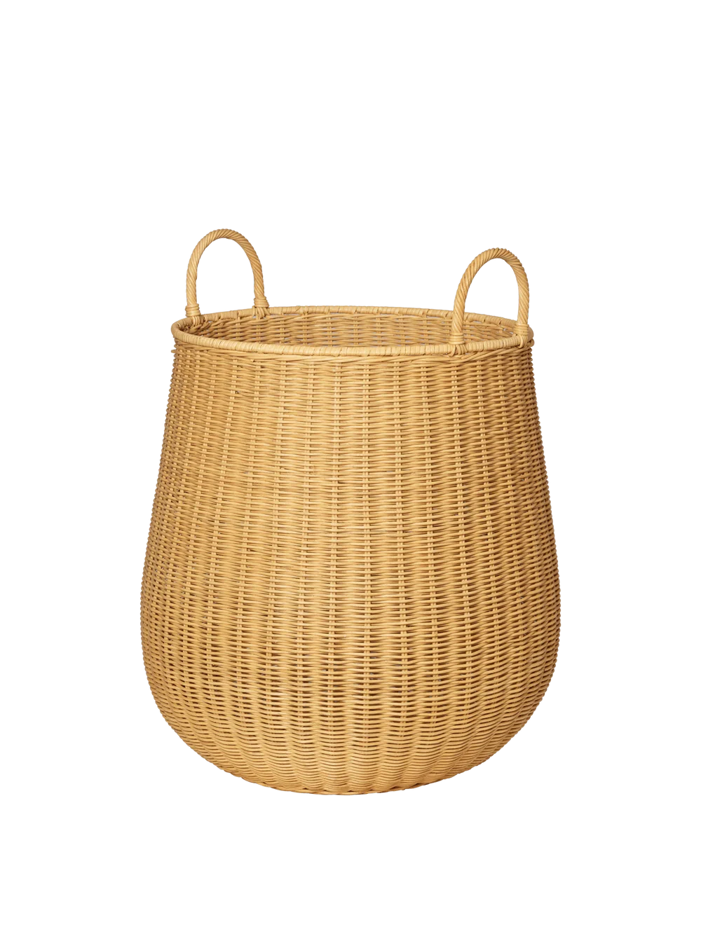Ferm Living braided laundry basket with woven design, versatile accessories for organizing laundry and household items.