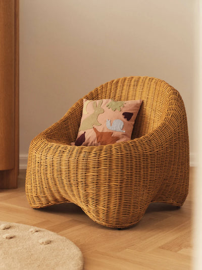 Ferm Living Lunden Cushiony kids cushion with soft fabric in a playful design, perfect for children's room decor.